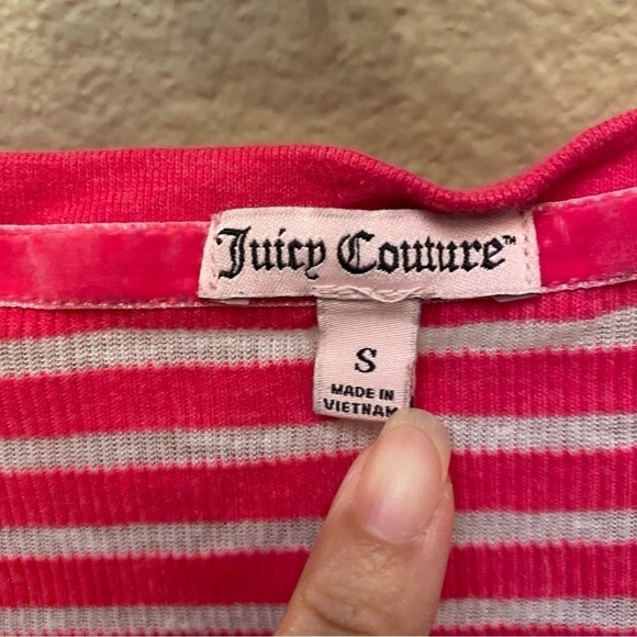 JUICY COUTURE Women Pink Striped Semi-Sheer Long Sleeve Top Size Small - Picture 8 of 10